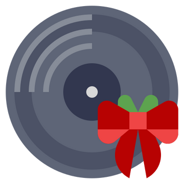 Vinyl record with a red bow on a white background