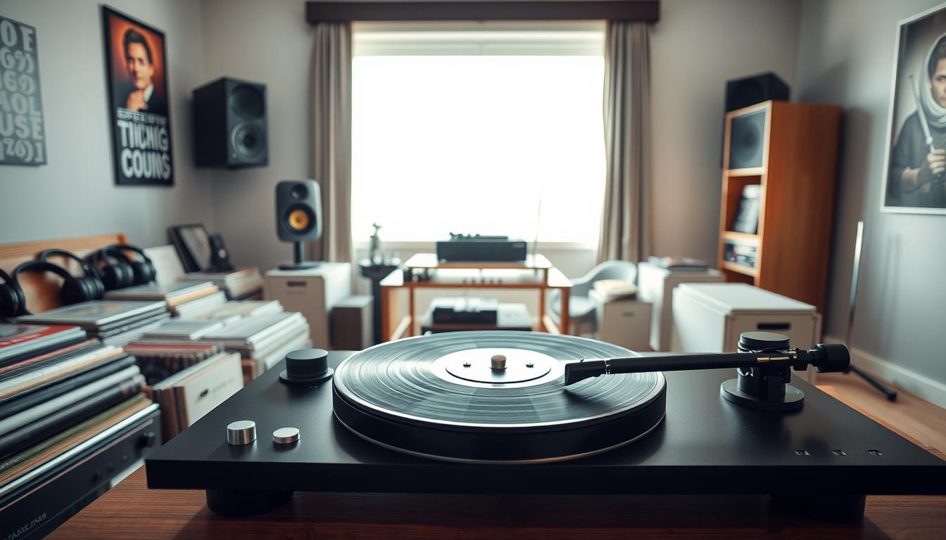 turntable, vinyl record player