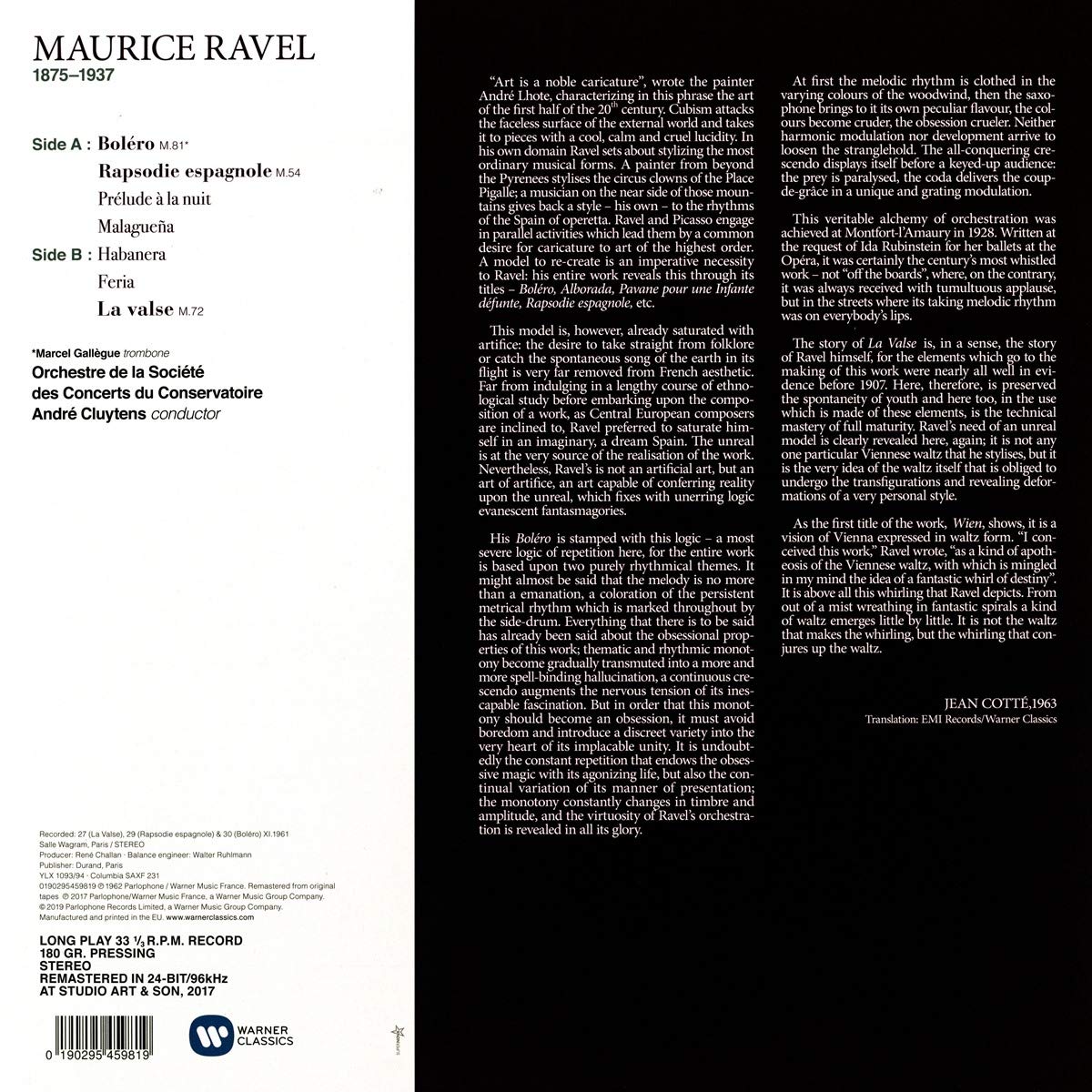 Ravel: Bolero, Rapsodie Espagn | Andre Cluytens