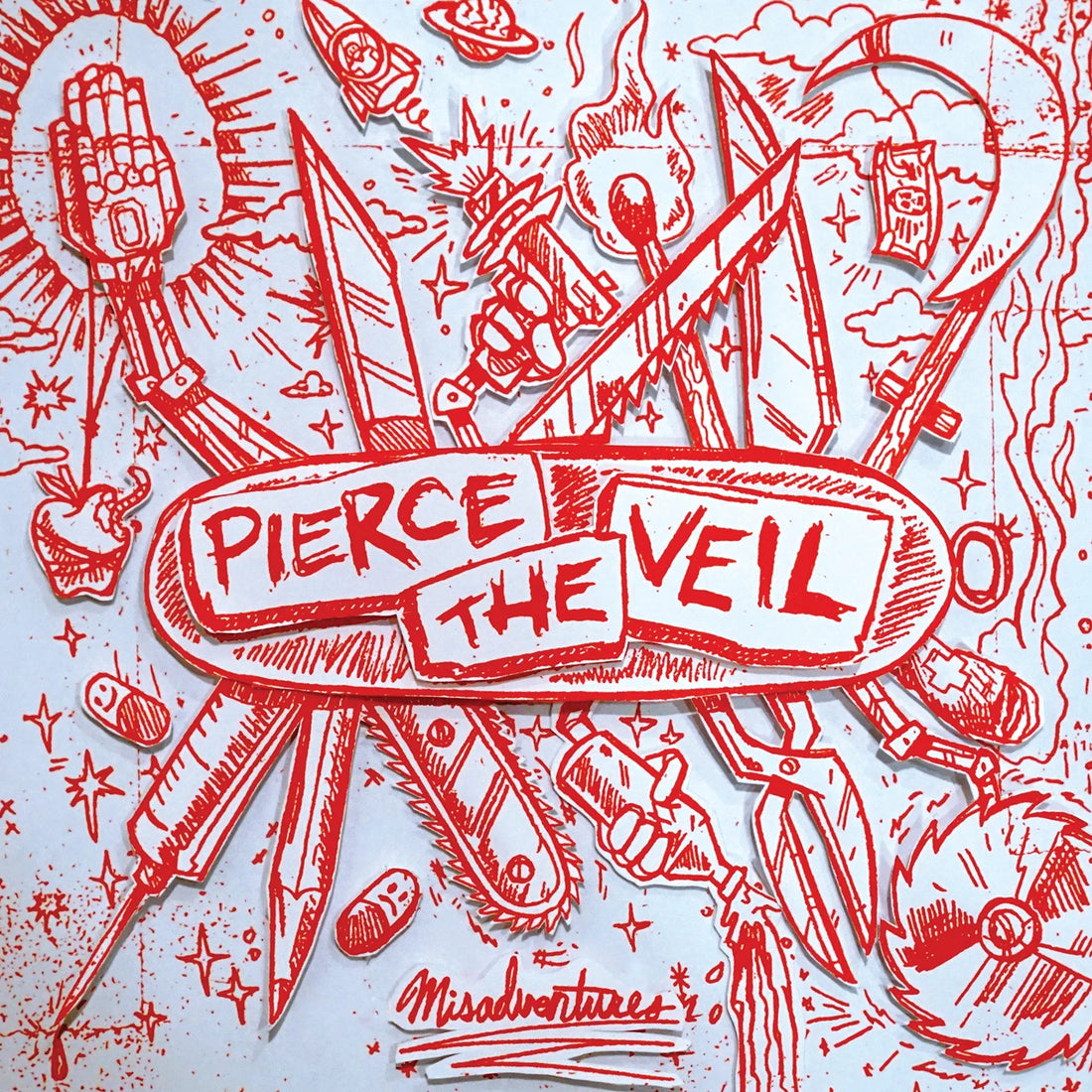 Misadventures (10th Anniversary Edition) Silver with Red Splatter Vinyl LP | Pierce The Veil
