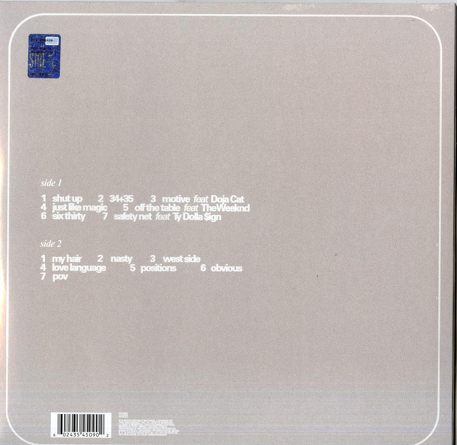 Ariana Grande - Positions - Coke Bottle Clear Colored Vinyl | Ariana Grande