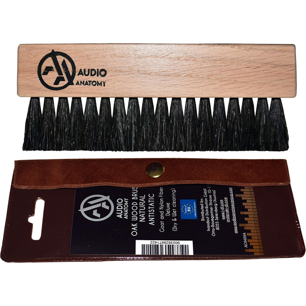 Oak Wood Brush Natural For Vinyl Cleaning With Antistatic Goat & Nylon Fiber-DLX | Audio Anatomy