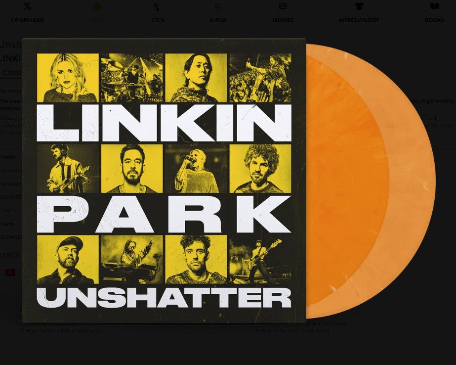 Unshatter Film Soundtrack (Live In Sao Paulo) (Citrus Vinyl 2LP) | Linkin Park - Vinyl
