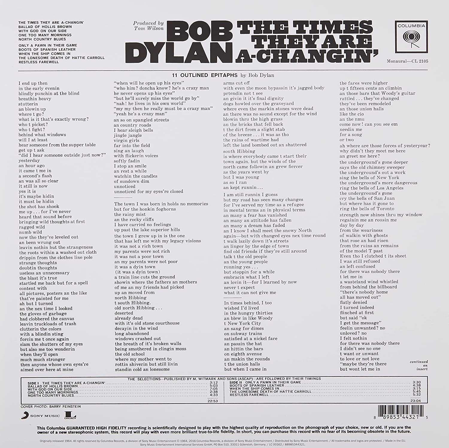 The Times They Are A-Changin | Bob Dylan