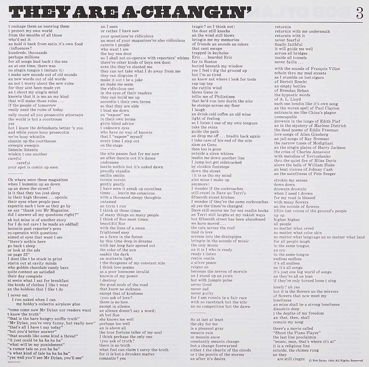 The Times They Are A-Changin | Bob Dylan