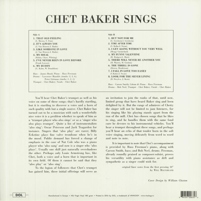 Sings (Blue Vinyl) | Chet Baker