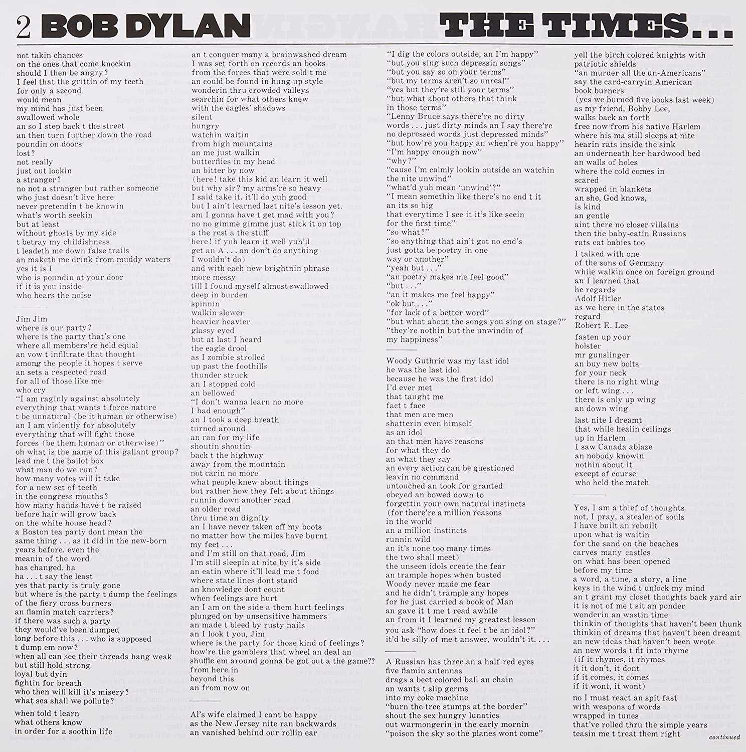 The Times They Are A-Changin | Bob Dylan