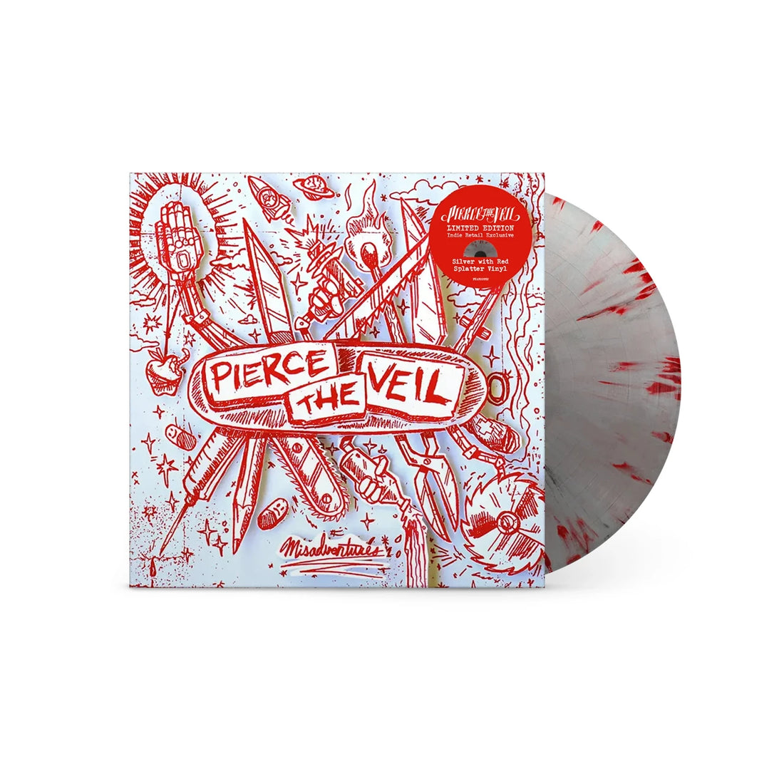 Misadventures (10th Anniversary Edition) Silver with Red Splatter Vinyl LP | Pierce The Veil