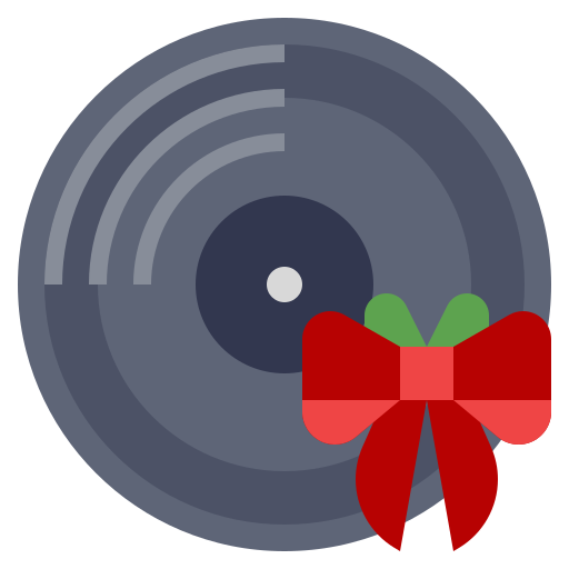 Vinyl record with a red bow on a white background